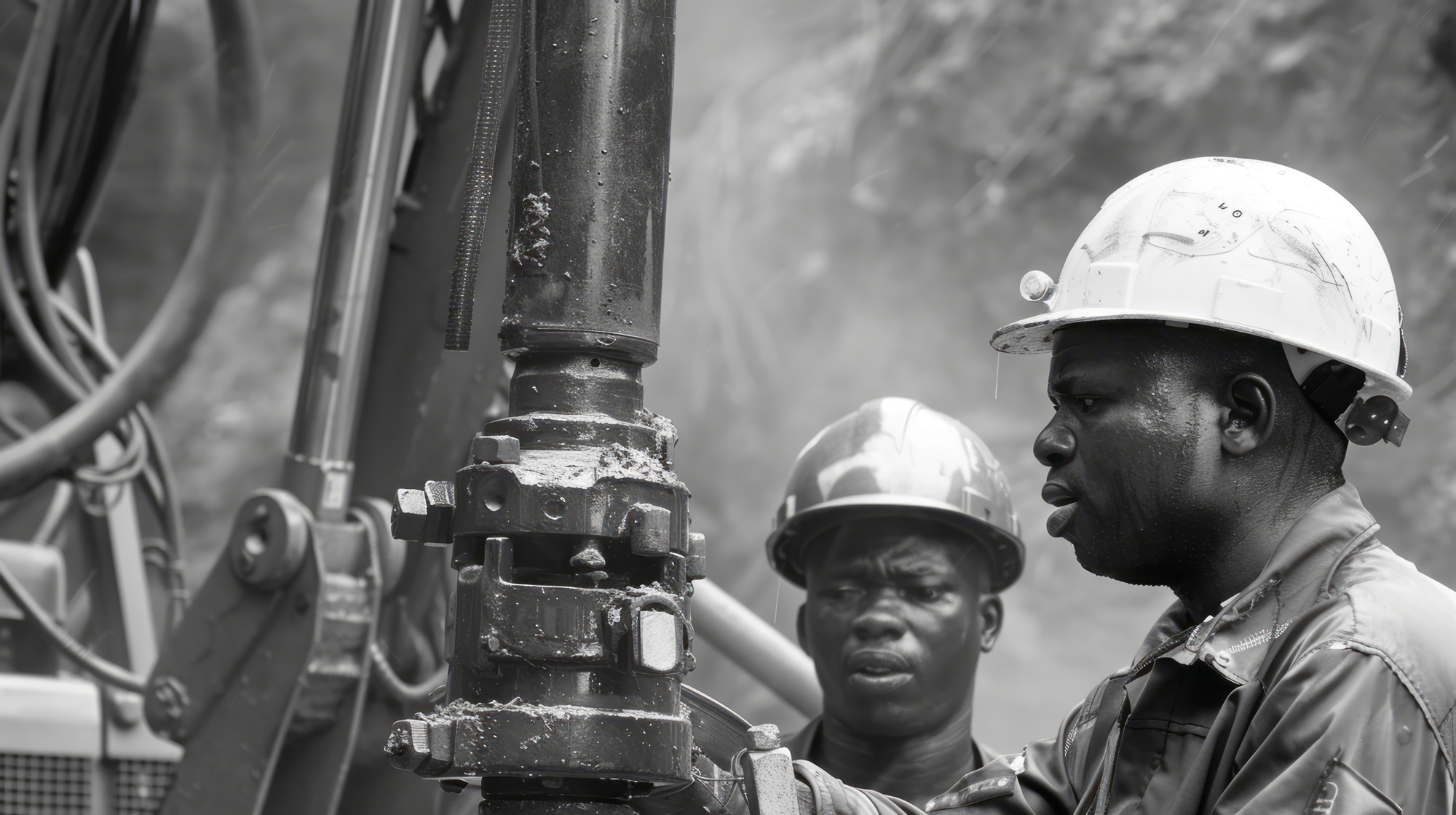 monochrome scene depicting life workers construction industry site